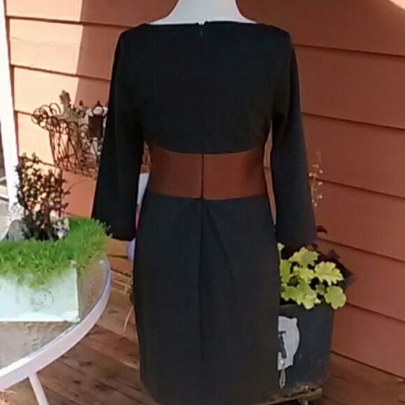 Venus Gray Knit Dress with Faux Leather - Picture 3 of 6